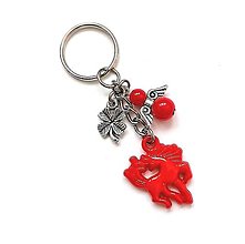 Kľúčenky - Kľúčenka "jednorožec" s anjelikom (červená) - 14427665_