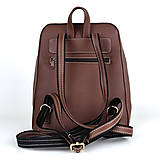 Batohy - Štýlový dámsky kožený ruksak z prírodnej kože v hnedej farbe - 14427466_