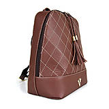 Batohy - Štýlový dámsky kožený ruksak z prírodnej kože v hnedej farbe - 14427468_