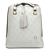 Batohy - Luxusný kožený ruksak z pravej hovädzej kože so strapcami vo svetlo šedej farbe - 14427503_