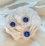 Sady šperkov - Sada Swarovski - kráľovská modrá (náušnice + prívesok) - 14427367_