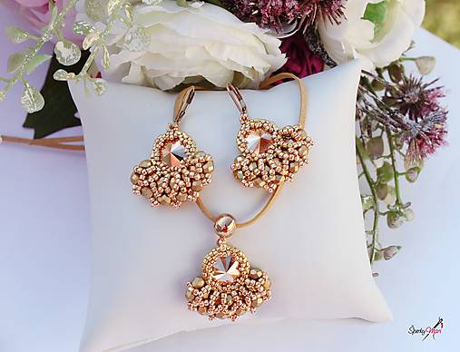 Sady šperkov - súprava SW rose gold vejáriky - 14431709_