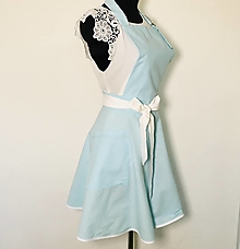 Iné oblečenie - Bavlnená zástera s kruhovou sukňou (Tyrkysová modrá) - 14430270_