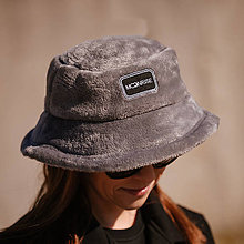 Detské čiapky - Klobúk - bucket hat fluffy grey - 14430345_