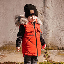 Detské oblečenie - Detská vesta s odjímateľnou kožušinkou - red zamatový efekt - 14430499_