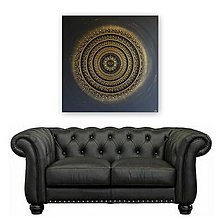 Obrazy - Mandala NEKONEČNÁ LÅSKA A ŠŤASTIE ❤️ (gold-black) 100 x 100 (100 x 100 cm) - 14435938_