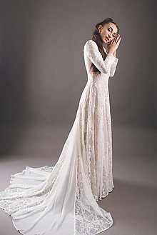 Šaty - Telové svadobné šaty z krajky v boho bohémskom štýle - 14434270_