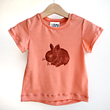 Dievčenské merino tričko so zajačikom, krátke rukávy