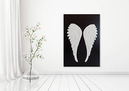 Predám abstraktný obraz anjelské krídla biele, 3d štruktúra, art decor.