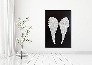Obrazy - Predám abstraktný obraz anjelské krídla biele, 3d štruktúra, art decor. - 14434760_