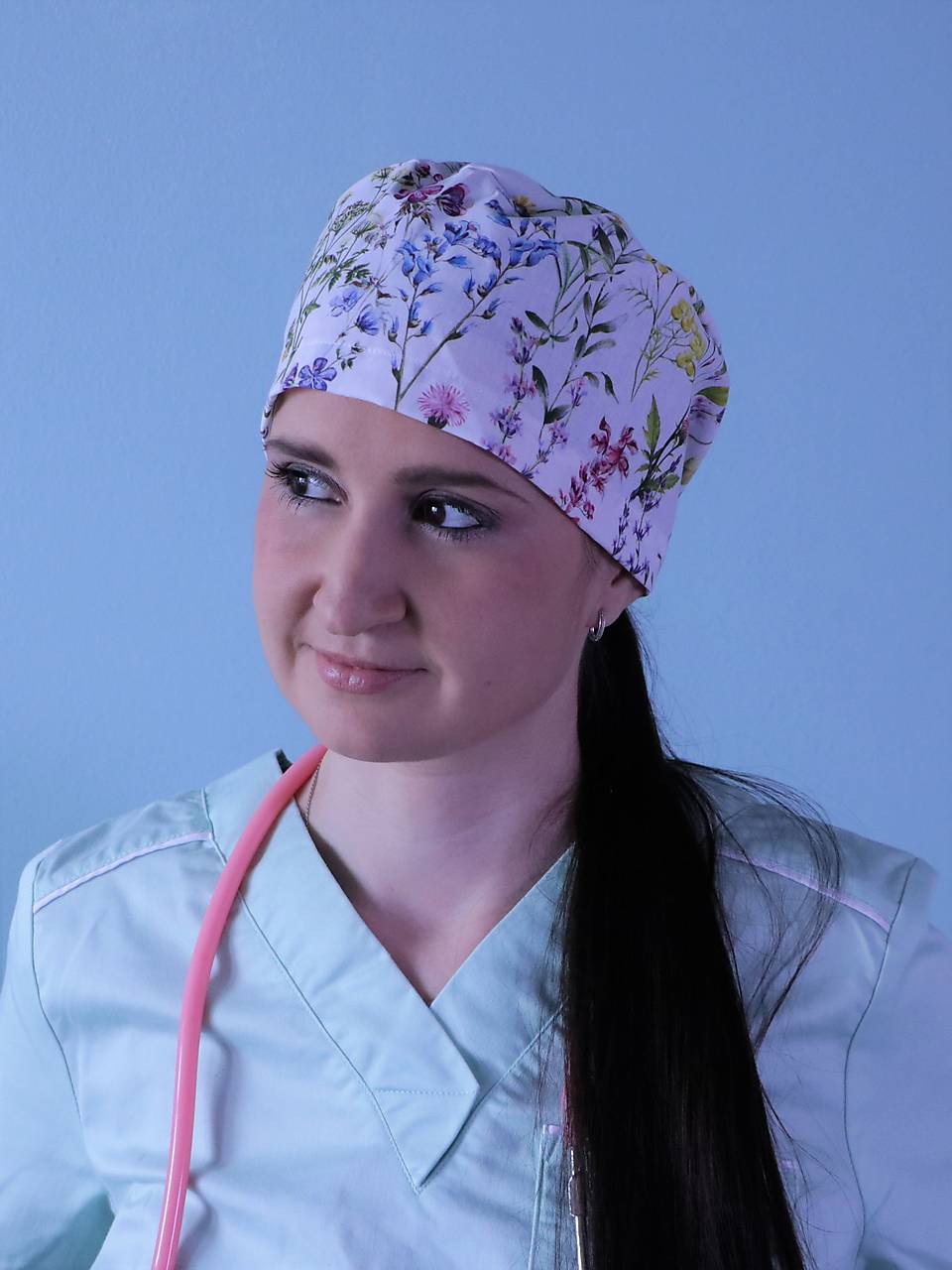 Dizajnová operačná / chirurgická čiapka letná lúka