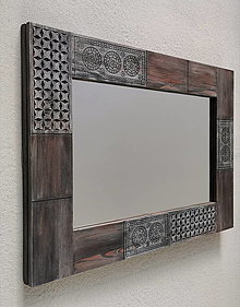 Zrkadlá - Zrkadlo recyklované drevo (Výška 110 cm, dĺžka 85 cm, hrúbka 5 cm, šírka rámu 13 cm) - 14437985_