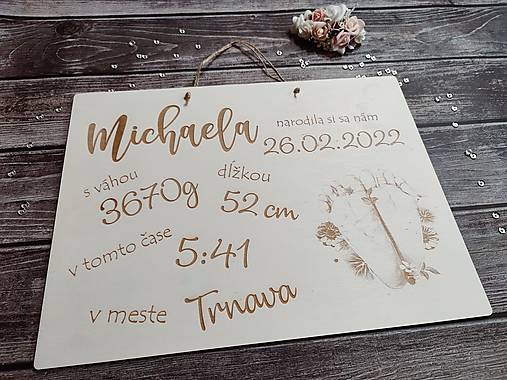 Dekorácie - Drevená tabuľka - bábätko - 14437896_