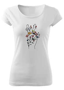 Pánske oblečenie - Dámske tričko "Kvety & Mier" - 14438961_