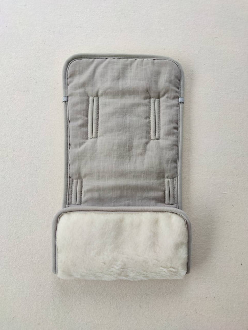 Detský textil - Vlnienka podložka 2v 1 do kočíka Elodie detail a PEG Perego 100% Merino Top Super wash Natural 100% ľan Grey - 14440951_