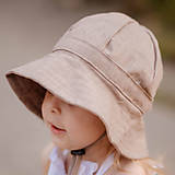 Detské čiapky - Detský ľanový klobúk taupe - 14440548_