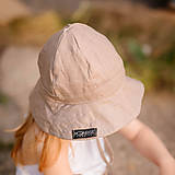 Detské čiapky - Detský ľanový klobúk taupe - 14440549_