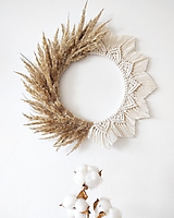  - Macramé závesný veniec SOLACE (Prírodná biela) - 14439474_