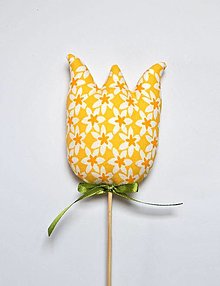 Dekorácie - Tulipány - mix farieb, zápich (žltý s narciskami) - 14441147_