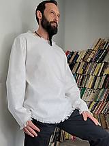 Pánske oblečenie - Ľanová košeľa Trhan, pánska košeľa, farba biela - 14440767_