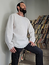 Pánske oblečenie - Ľanová košeľa Trhan, pánska košeľa, farba biela - 14440768_