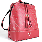 Batohy - Štýlový dámsky kožený ruksak z prírodnej kože v červenej farbe - 14443325_