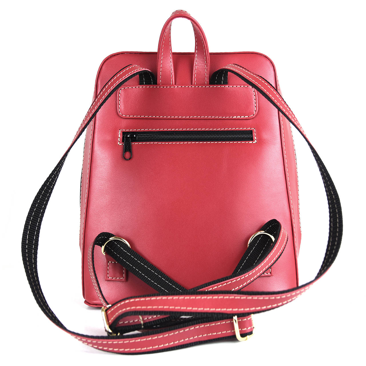 Štýlový dámsky kožený ruksak z prírodnej kože v červenej farbe