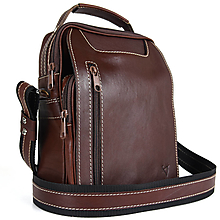 Pánske tašky - Luxusná kožená etuja z hovädzej kože, hladká lesklá koža, hnedá farba - 14443408_