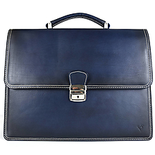 Pánske tašky - Luxusná kožená aktovka, ručne natieraná, tmavo modrá farba - 14443550_