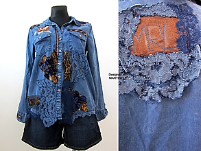 Blúzky a košele - Dámska vyšívaná džínsová košeľa s dlhým rukávom - 14444871_