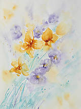 Obrazy - Kvety, abstrakt akvarel - 14443823_