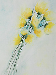 Obrazy - Žlté kvety, originál akvarel - 14443828_