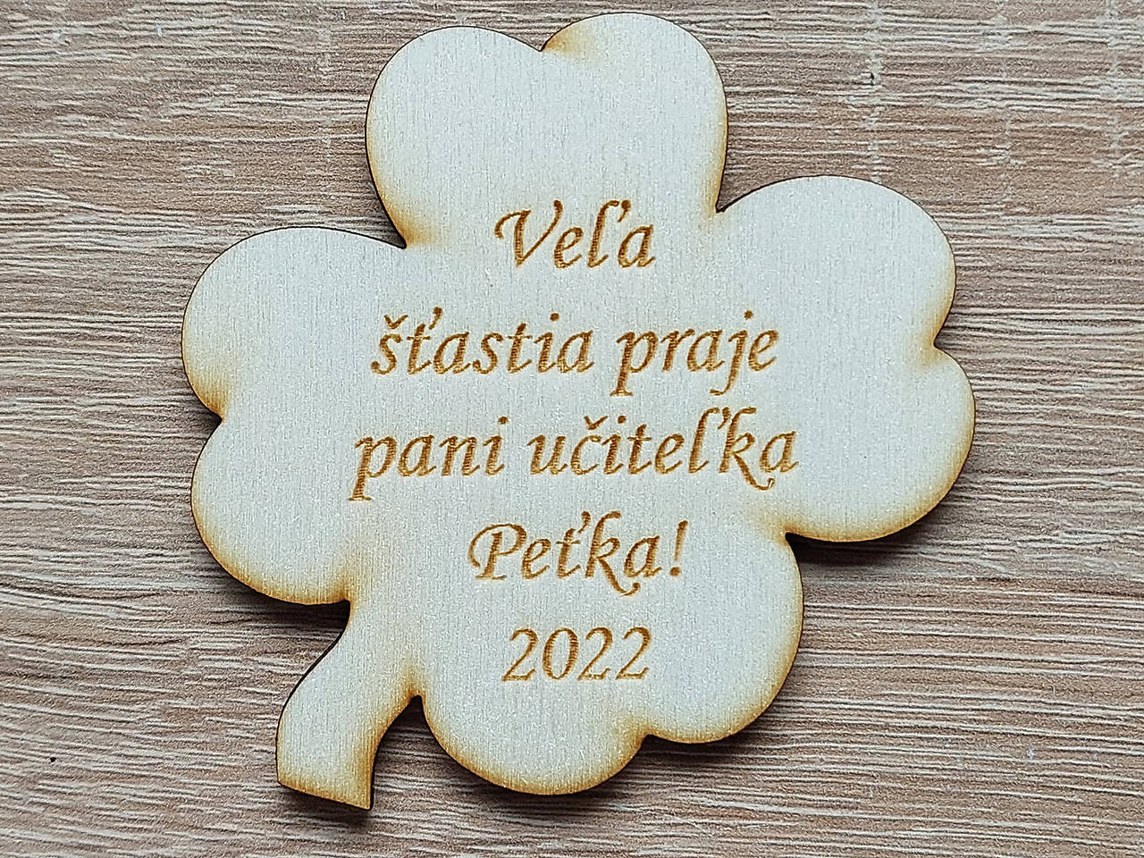 Darček od pani učiteľky magnetka štvorlístok 9cm