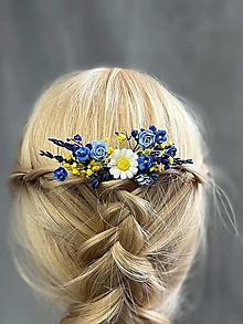 Ozdoby do vlasov - Kvetinový hrebienok "keď rozkvitne nebo" - 14447543_