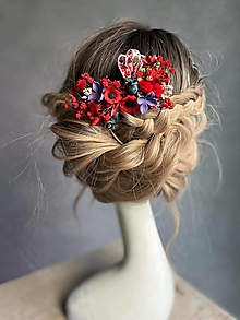 Ozdoby do vlasov - Kvetinový hrebienok "lásku máš na perách" - 14448591_