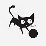 Dekorácie - Mačka s loptou - nálepka - 14448220_