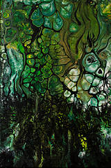Obrazy - Dažďový prales - abstraktný obraz - acrylic pouring - 14447983_