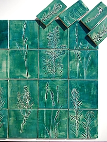 Dekorácie - Keramické kachličky- zelené bylinky - 14448930_