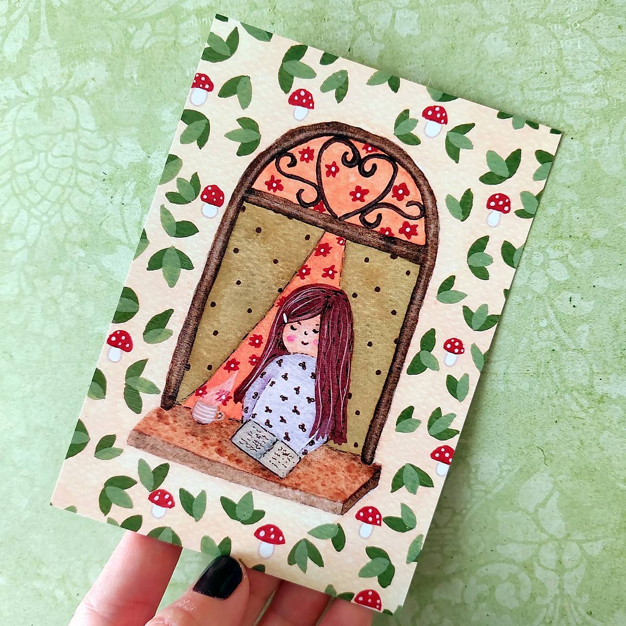 Čítanie v okienku - pohľadnica