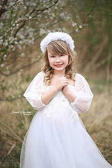 Detské doplnky - Biela kvetinová čelenka na 1. sväté prijímanie - 14449163_
