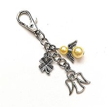 Kľúčenky - Kľúčenka "anjel" s anjelikom (žltá) - 14450332_
