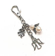 Kľúčenky - Kľúčenka "anjel" s anjelikom (krémová) - 14450337_
