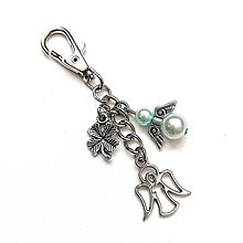 Kľúčenky - Kľúčenka "anjel" s anjelikom (tyrkys svetlý) - 14450341_