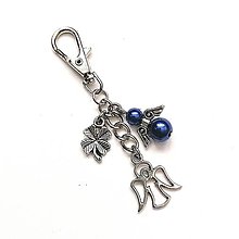 Kľúčenky - Kľúčenka "anjel" s anjelikom (modrá) - 14450343_