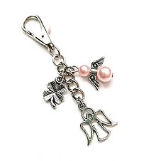 Kľúčenky - Kľúčenka "anjel" s anjelikom (ružová svetlá) - 14450358_