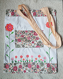 Nákupné tašky - "Lúka" nákupná taška, recyklovaná, ručne maľovaná - 14450159_