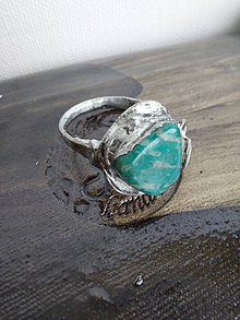 Prstene - Prsteň s modrozeleným  bajkalským Amazonitom - 14450764_