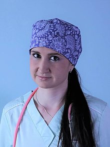 Čiapky, čelenky, klobúky - Dizajnová operačná / chirurgická čiapka modrá romantika - 14453628_