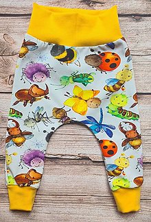 Detské oblečenie - Tepláčiky - chrobáčiky v žltom - 14452754_