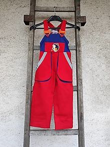 Detské oblečenie - Bavlnené detské montérky  (červené) - 14454034_